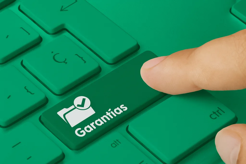 Imagem de um botão de teclado representando o acionamento da garantia legal.