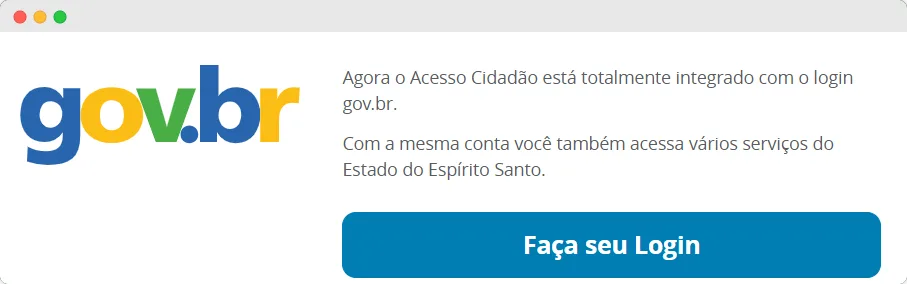 Aba de fazer login com CPF no gov.br no site do Detran.