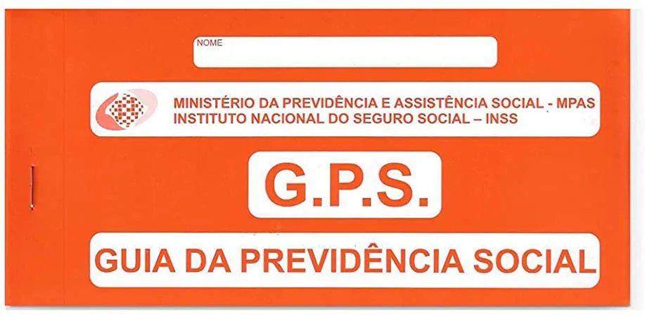 Guia da Previdência Social, usado para recolher contribuições de INSS para dona de casa.