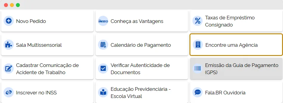 Captura de tela do site Meu INSS, onde é possível dar entrada e fazer inscrição para pagar o INSS para dona de casa.
