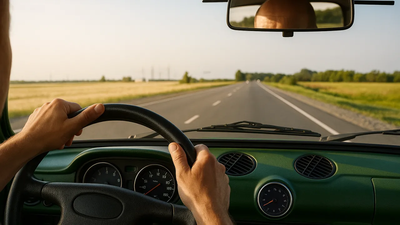 Homem dirigindo em uma estrada contínua pensando em como evitar a suspensão da CNH.